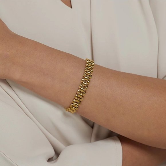 NEW 18K Gold Plated Chain Link Bracelet - Picture 4 of 8